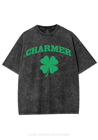 Charmer Shamrock St Patricks Y2K Shirts Washed Tee Cherrykitten