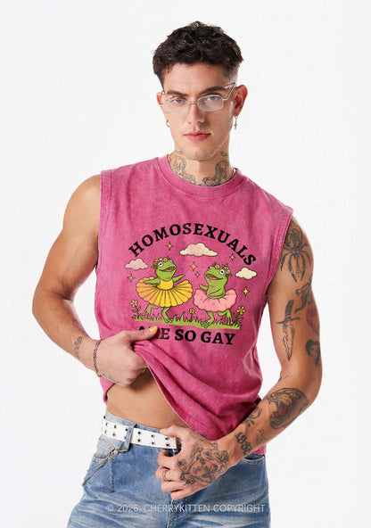 Homosexuals Are So Gay Pride Y2K Washed Muscle Tank Cherrykitten