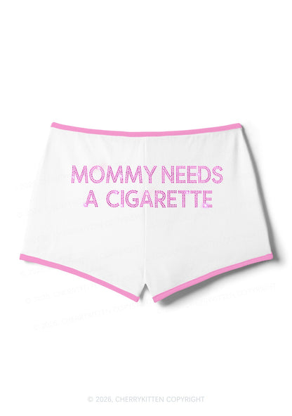 Rhinestone Mommy Needs Cigarette Y2K Booty Shorts Cherrykitten