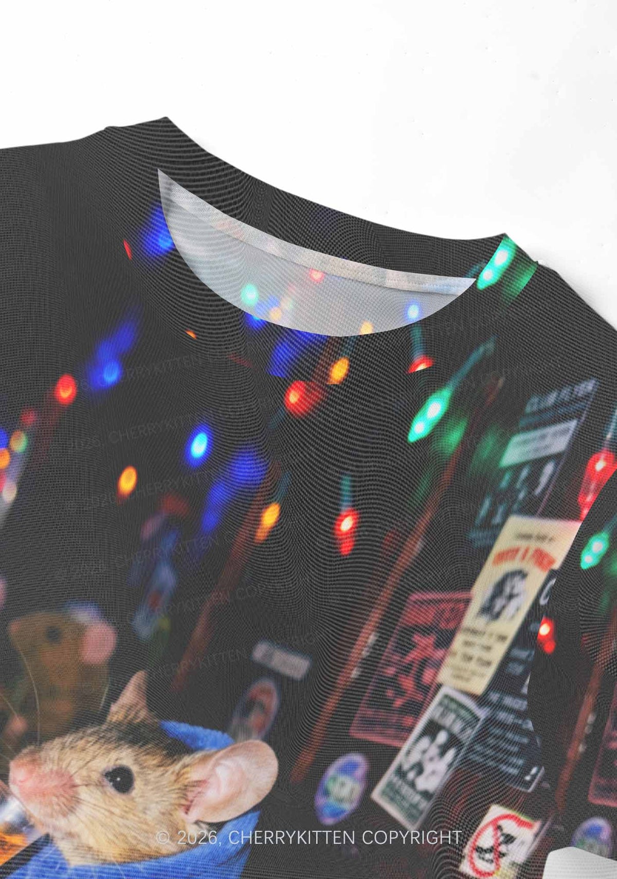 Blue Hoodie Rat Drinking Pride Y2K Mesh Crop Top Cherrykitten