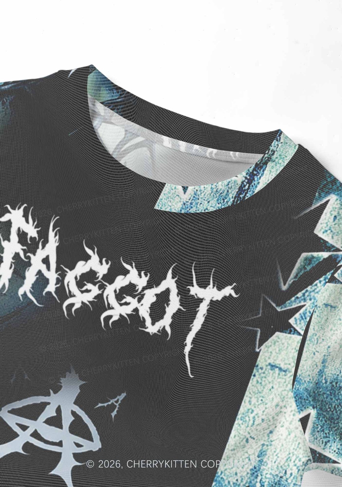 Black Thorn Faggot  Pride Y2K Mesh Crop Top Cherrykitten