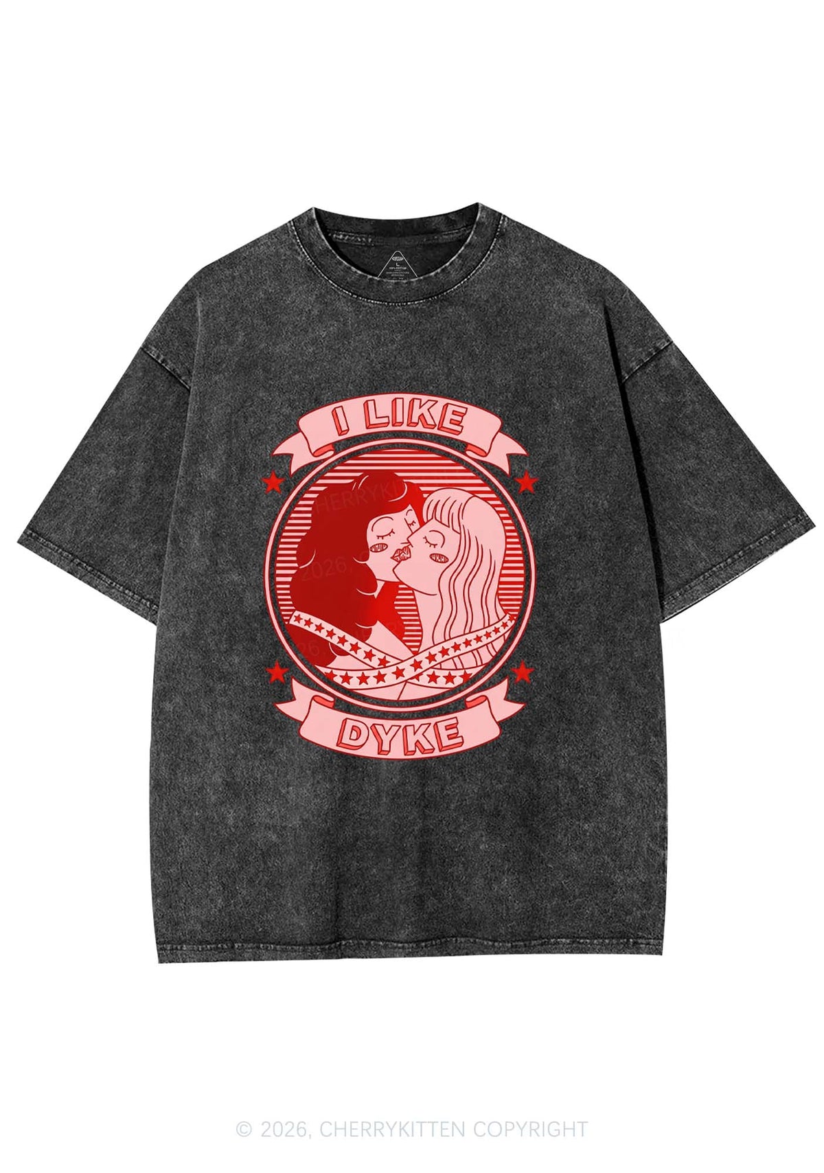 I Like Dyke Pride Y2K Shirts Washed Tee Cherrykitten