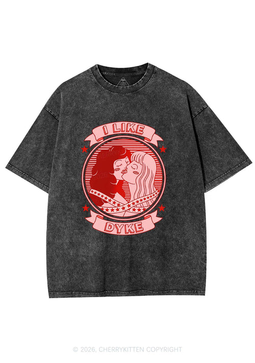 I Like Dyke Pride Y2K Shirts Washed Tee Cherrykitten
