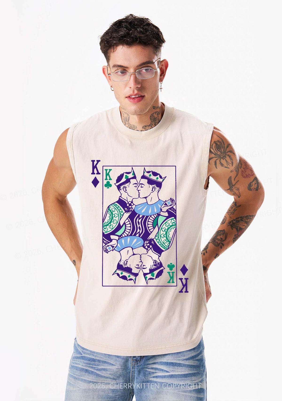 Gay King Pride Y2K Washed Muscle Tank Cherrykitten
