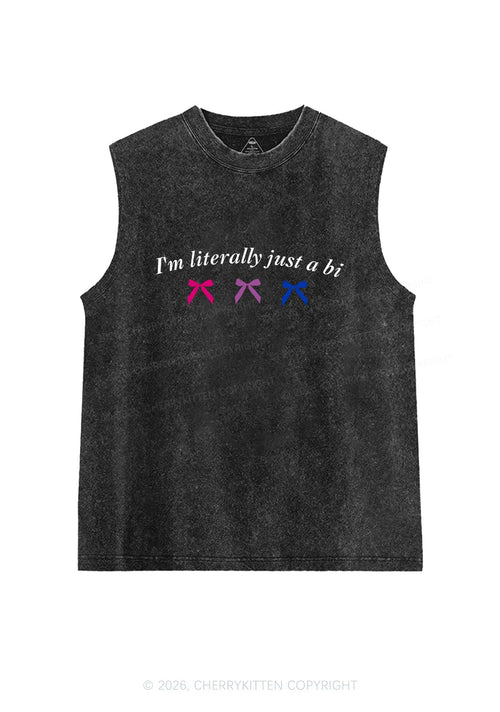 Im Literally Just A Bi Pride Y2K Washed Muscle Tank Cherrykitten