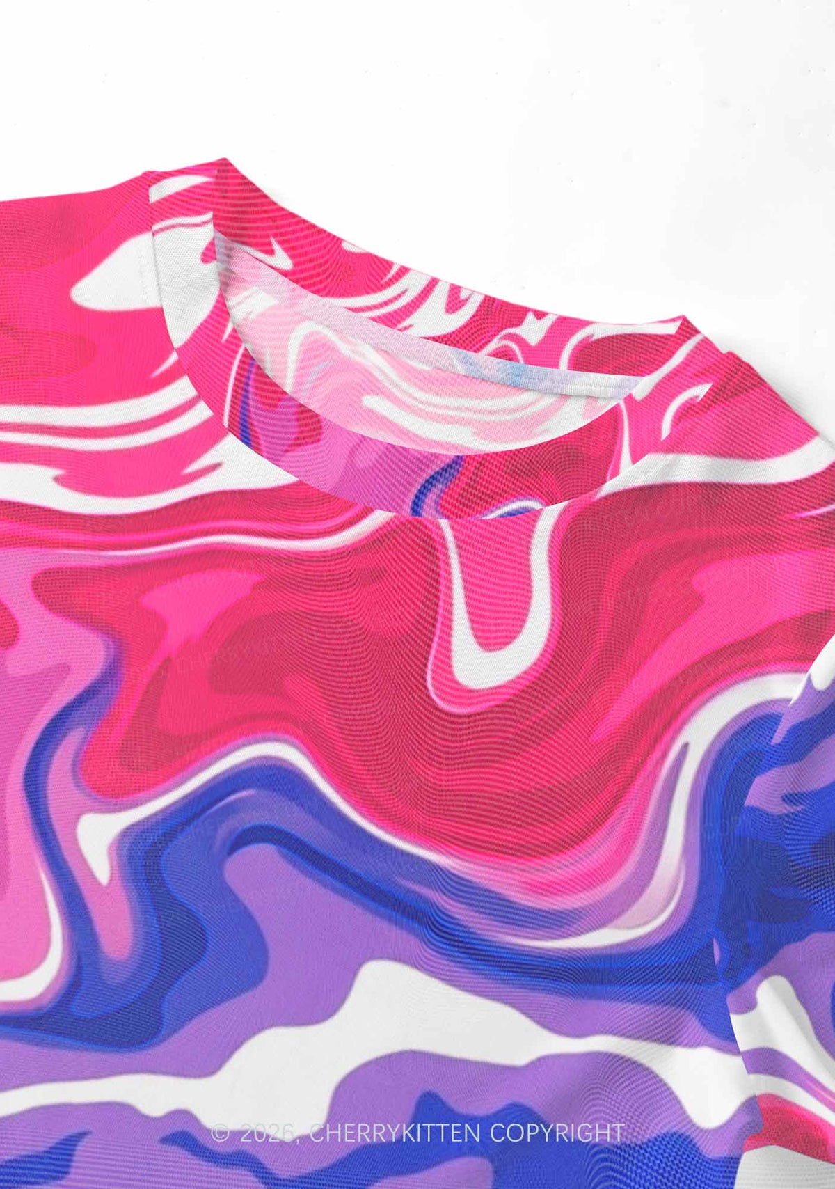 Bisexual Liquid Tie Dye Pride Y2K Mesh Crop Top Cherrykitten