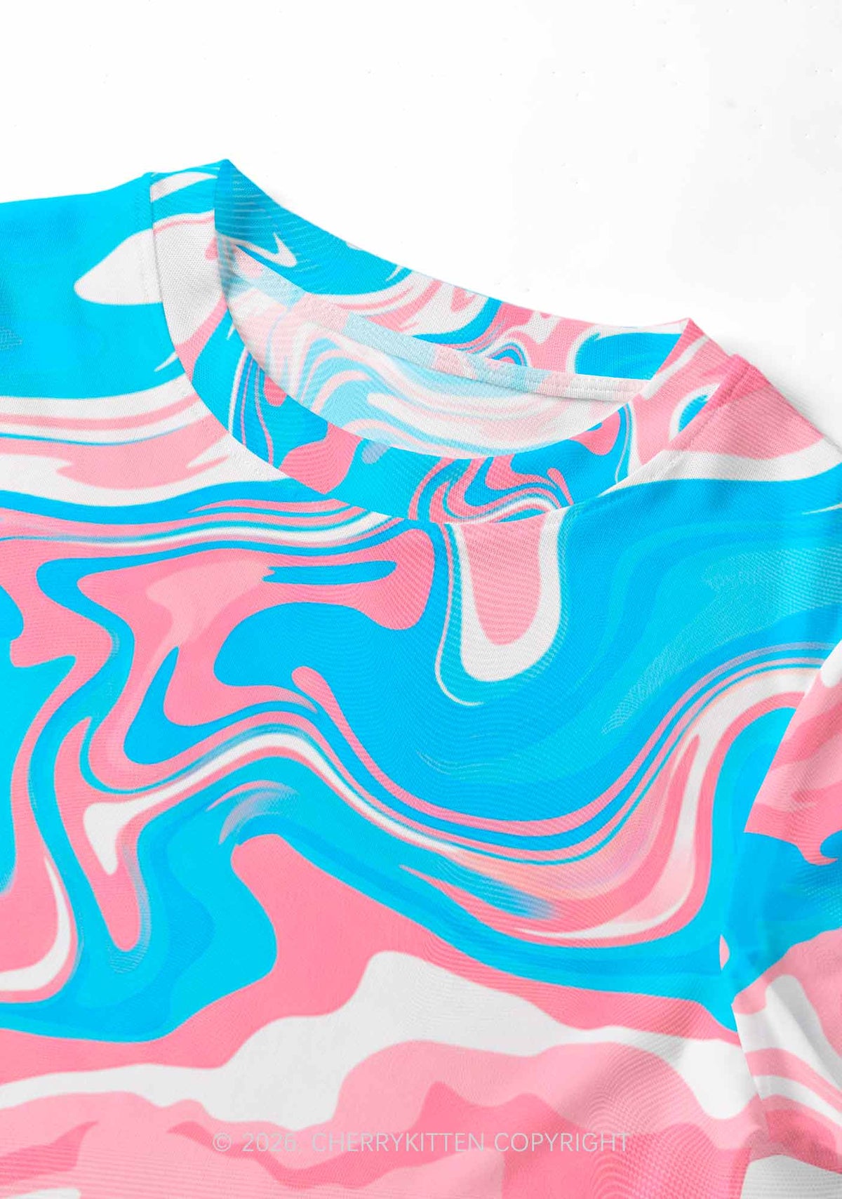 Trans Liquid Tie Dye Pride Y2K Mesh Crop Top Cherrykitten