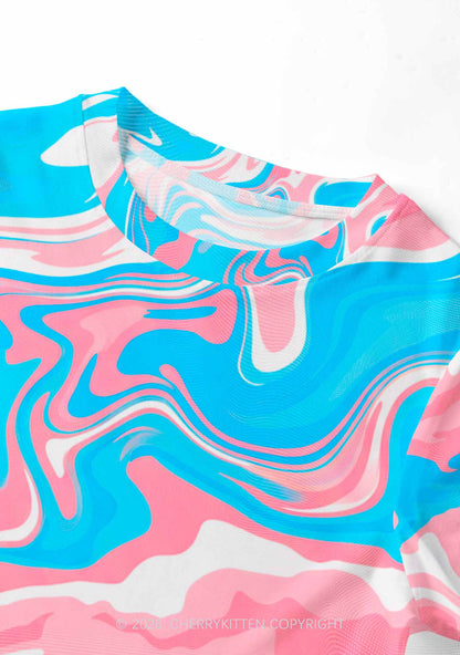 Trans Liquid Tie Dye Pride Y2K Mesh Crop Top Cherrykitten
