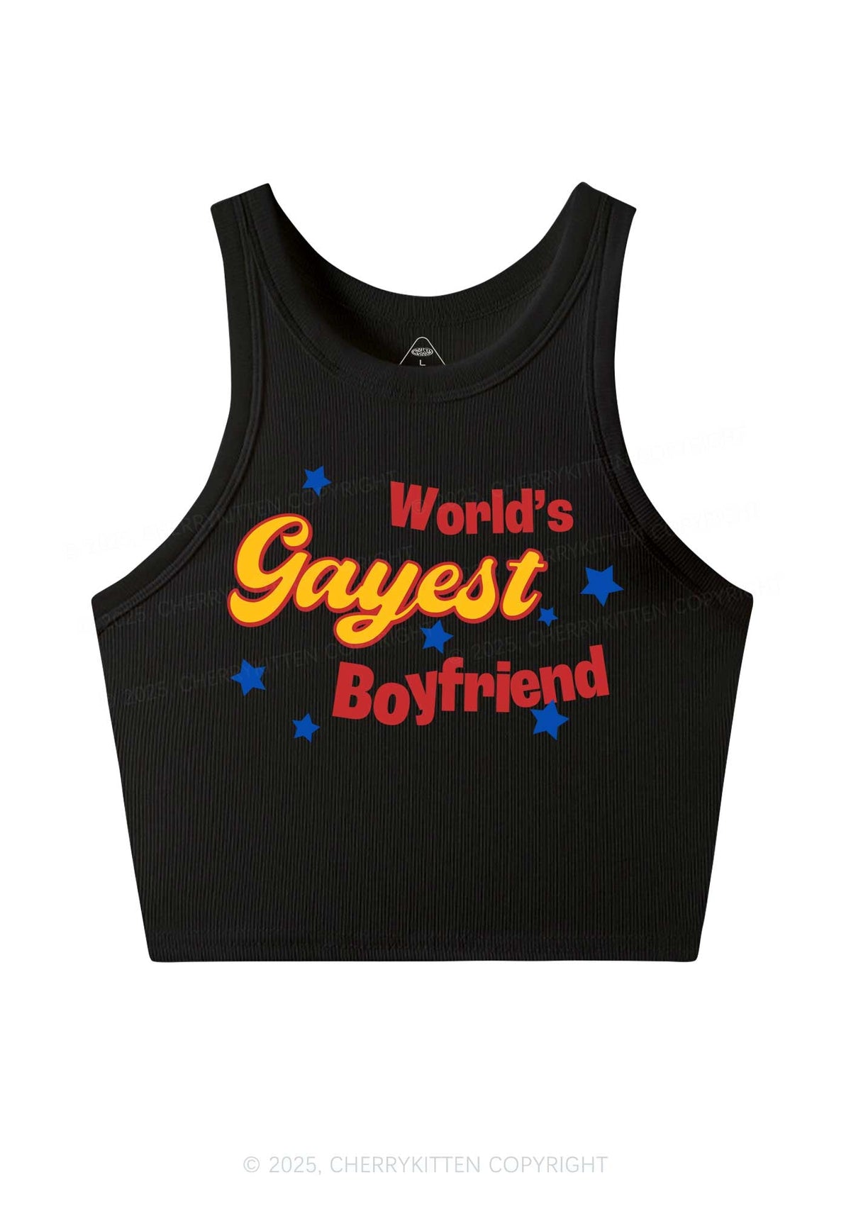 Worlds Gayest Boyfriend Pride Y2K Crop Tank Top Cherrykitten