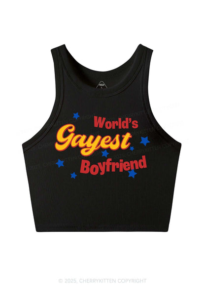 Worlds Gayest Boyfriend Pride Y2K Crop Tank Top Cherrykitten