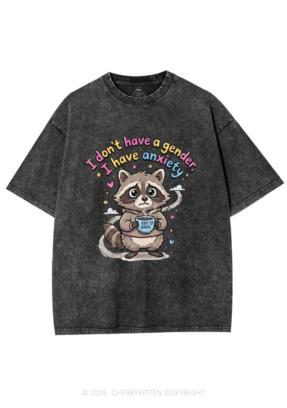 Raccoon I dont Have A Gender Pride Y2K Shirts Washed Tee Cherrykitten