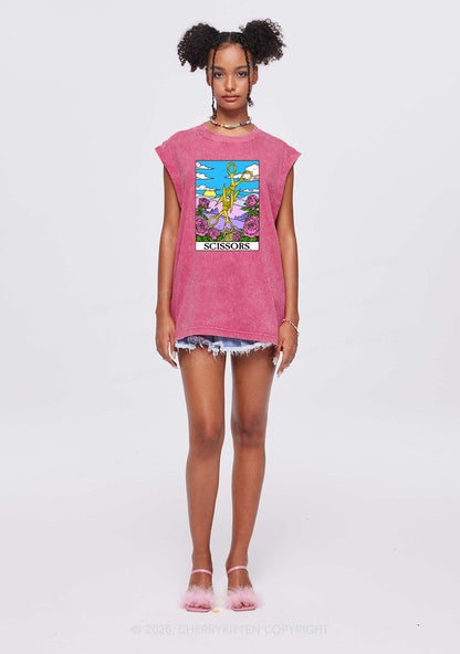 Yellow Scissors Pride Y2K Washed Muscle Tank Cherrykitten
