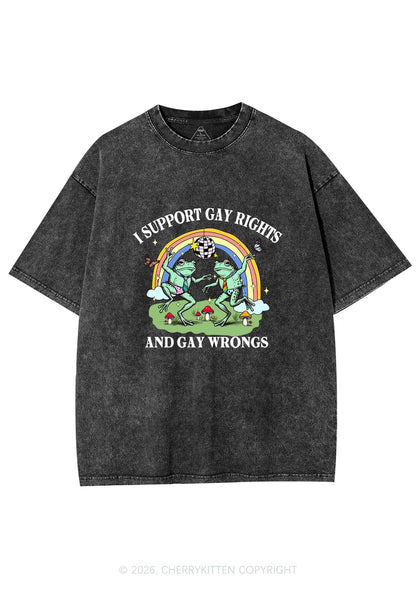 I Support Gay Rights Disco Frogs Y2K Shirts Washed Tee Cherrykitten