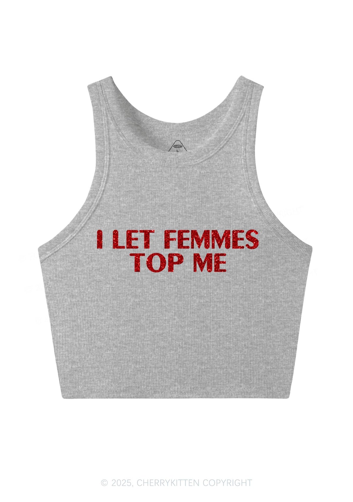 Glitter I Let Femmes Top Me Pride Y2K Crop Tank Top Cherrykitten