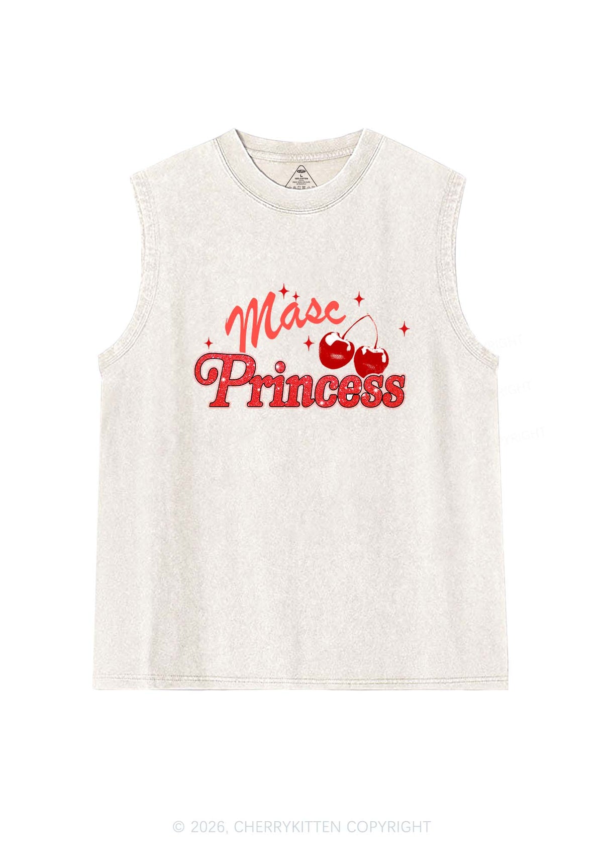 Masc Princess Cherry Pride Y2K Washed Muscle Tank Cherrykitten