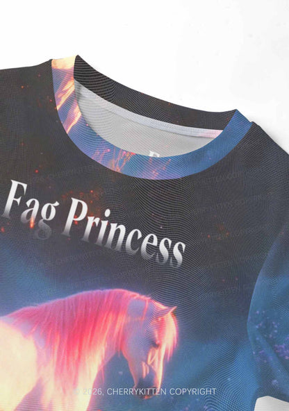 Fag Princess Horse Pride Y2K Mesh Crop Top Cherrykitten
