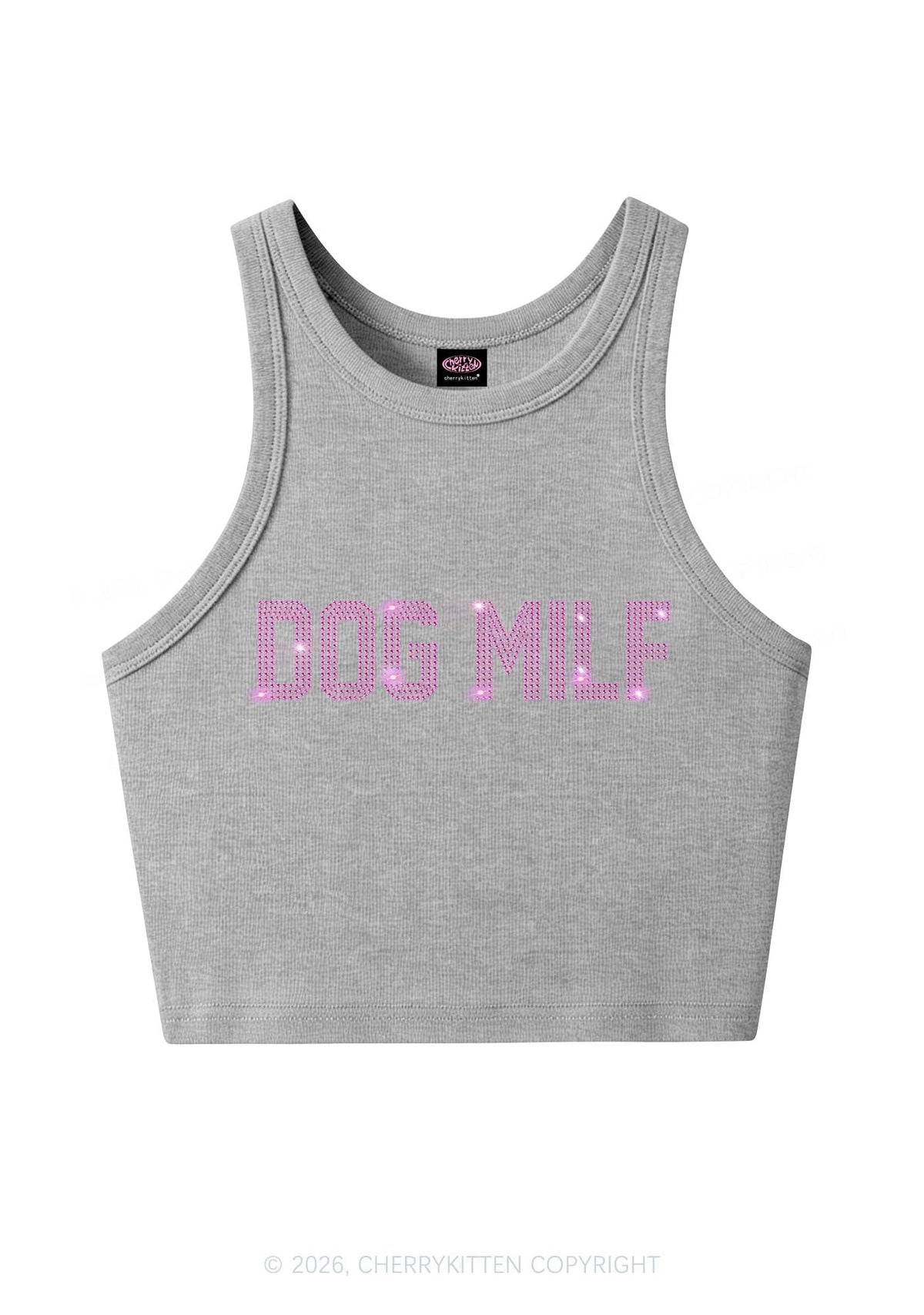 Rhinestone Dog Mxxf Y2K Crop Tank Top Cherrykitten
