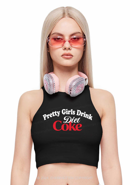 Pretty Girls Drink Diet Cola Y2K Crop Tank Top Cherrykitten