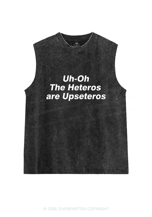 The Heteros Are Upseteros Pride Y2K Washed Muscle Tank Cherrykitten