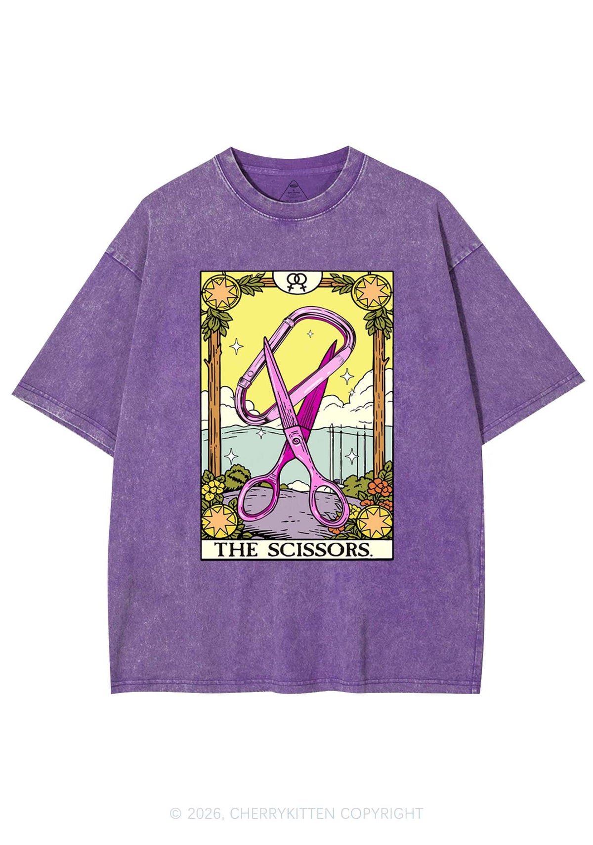 Pink Scissors Tarot Pride Y2K Shirts Washed Tee Cherrykitten