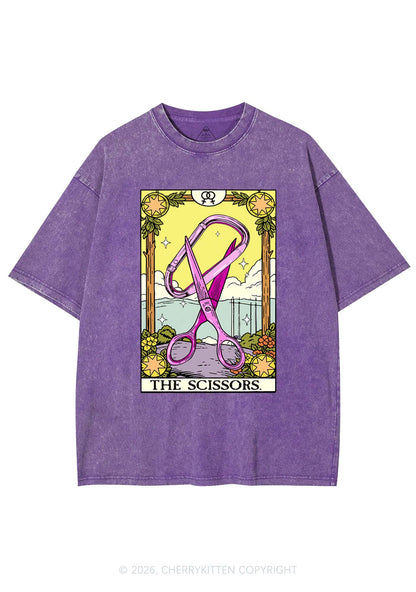 Pink Scissors Tarot Pride Y2K Shirts Washed Tee Cherrykitten