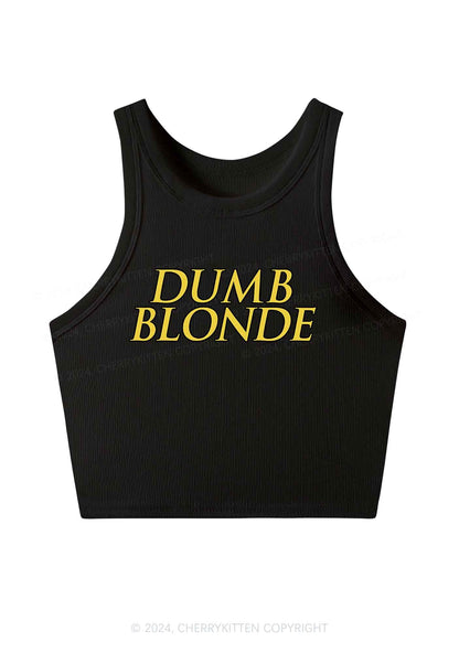 Dumb Blonde Y2K Crop Tank Top Cherrykitten