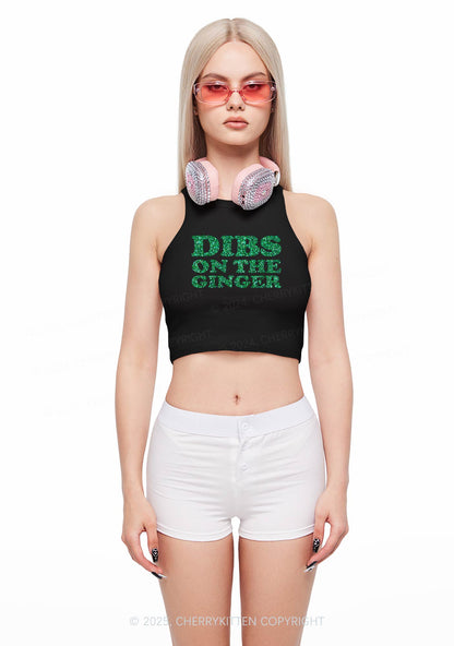 Glitter Dibs On The Ginger St Patricks Y2K Crop Tank Top Cherrykitten