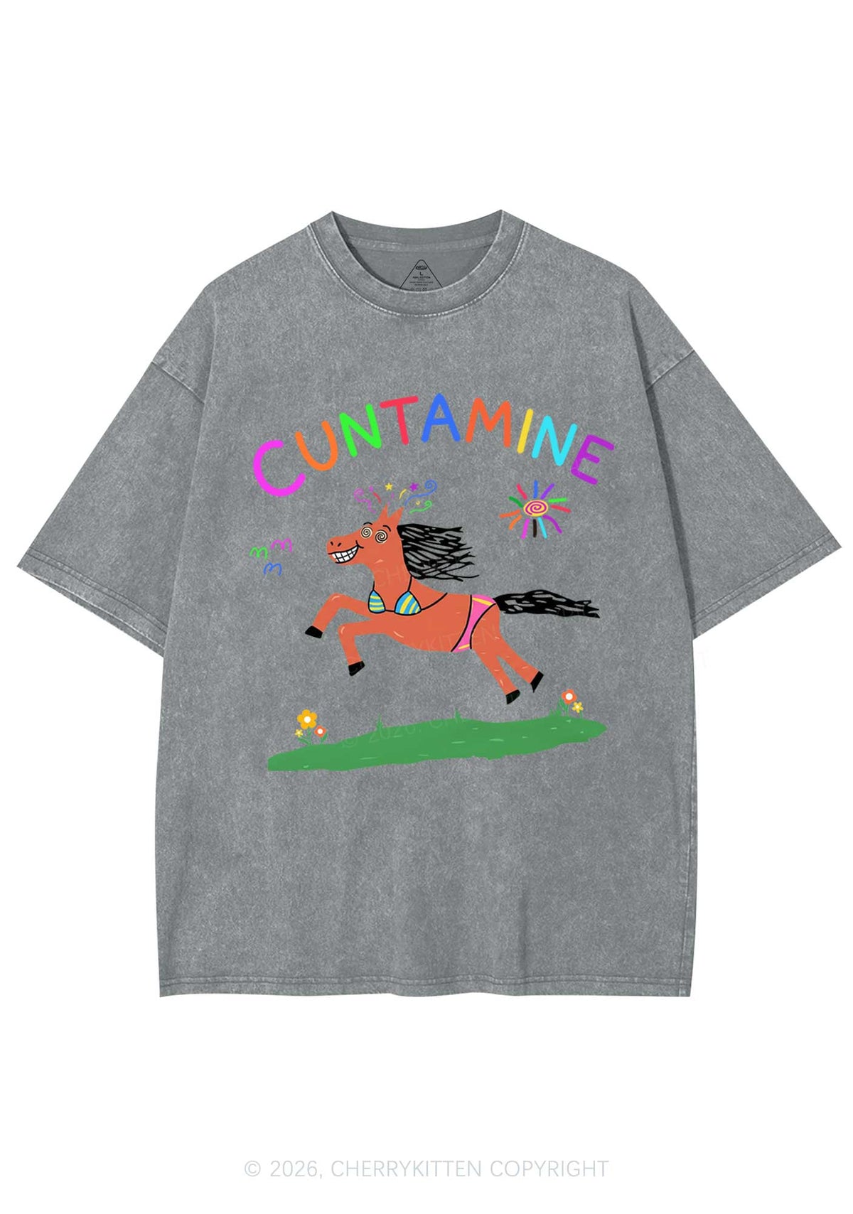 Cxxtamine Pony Y2K Shirts Washed Tee Cherrykitten
