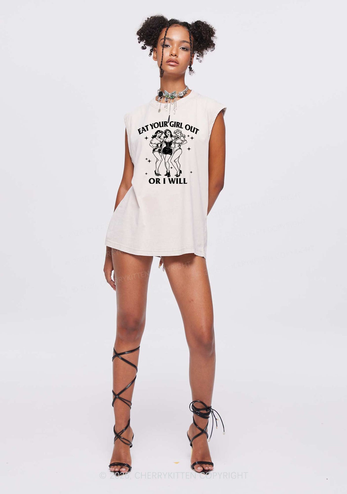 Eat Your Cowgirls Out Pride Y2K Washed Muscle Tank Cherrykitten