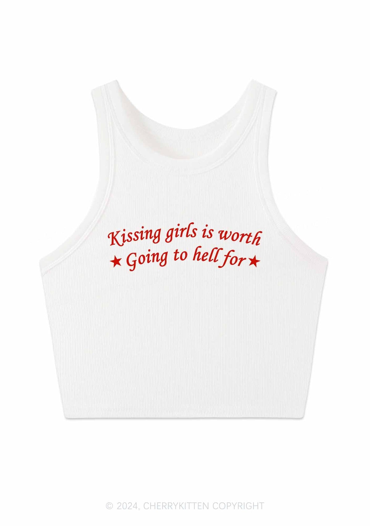 Kissing Girls is Worth Y2K Crop Tank Top Cherrykitten
