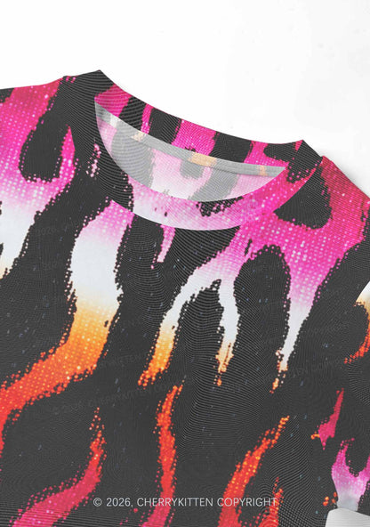 Lesbian Flame Pride Y2K Mesh Crop Top Cherrykitten