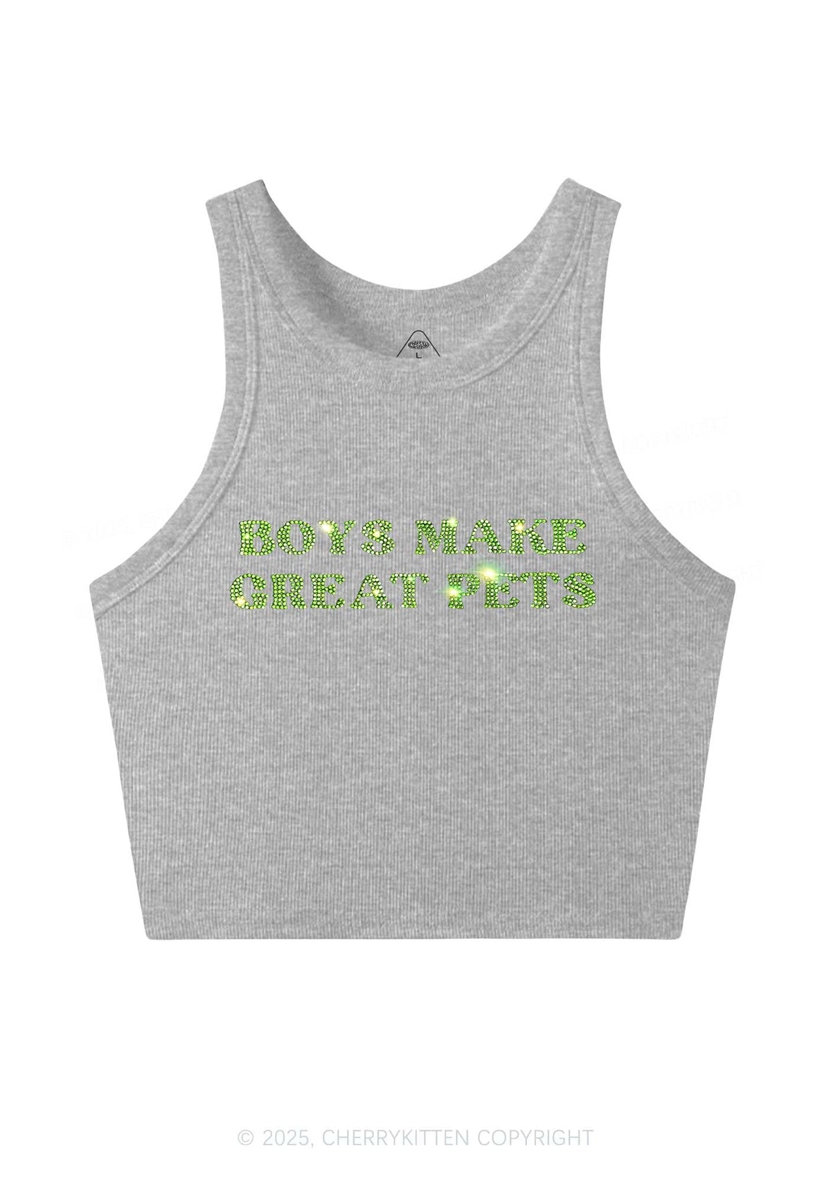 Rhinestone Boys Make Gr8 Pets Y2K Crop Tank Top Cherrykitten
