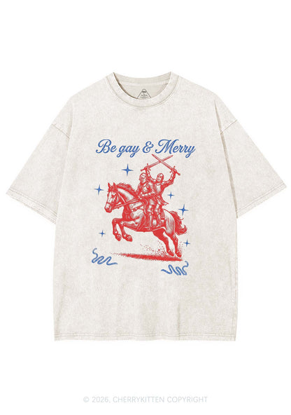 Be Gay Merry Pride Y2K Shirts Washed Tee Cherrykitten