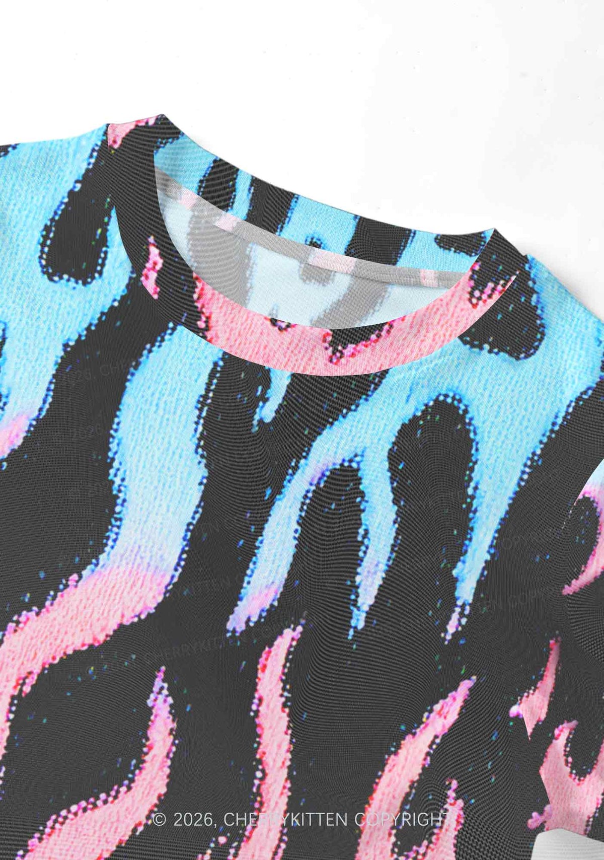 Trans Flame Pride Y2K Mesh Crop Top Cherrykitten