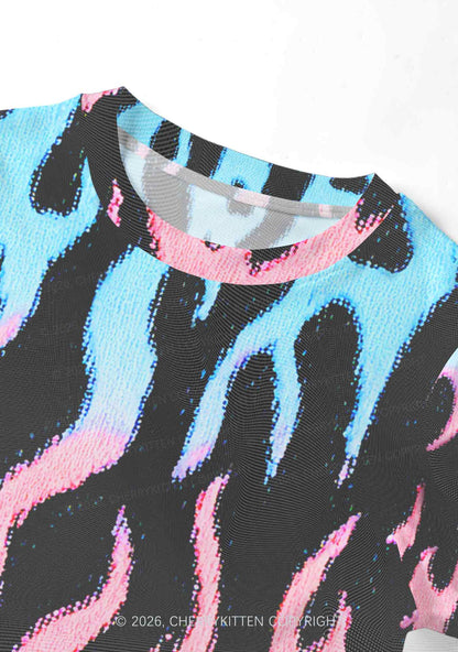 Trans Flame Pride Y2K Mesh Crop Top Cherrykitten