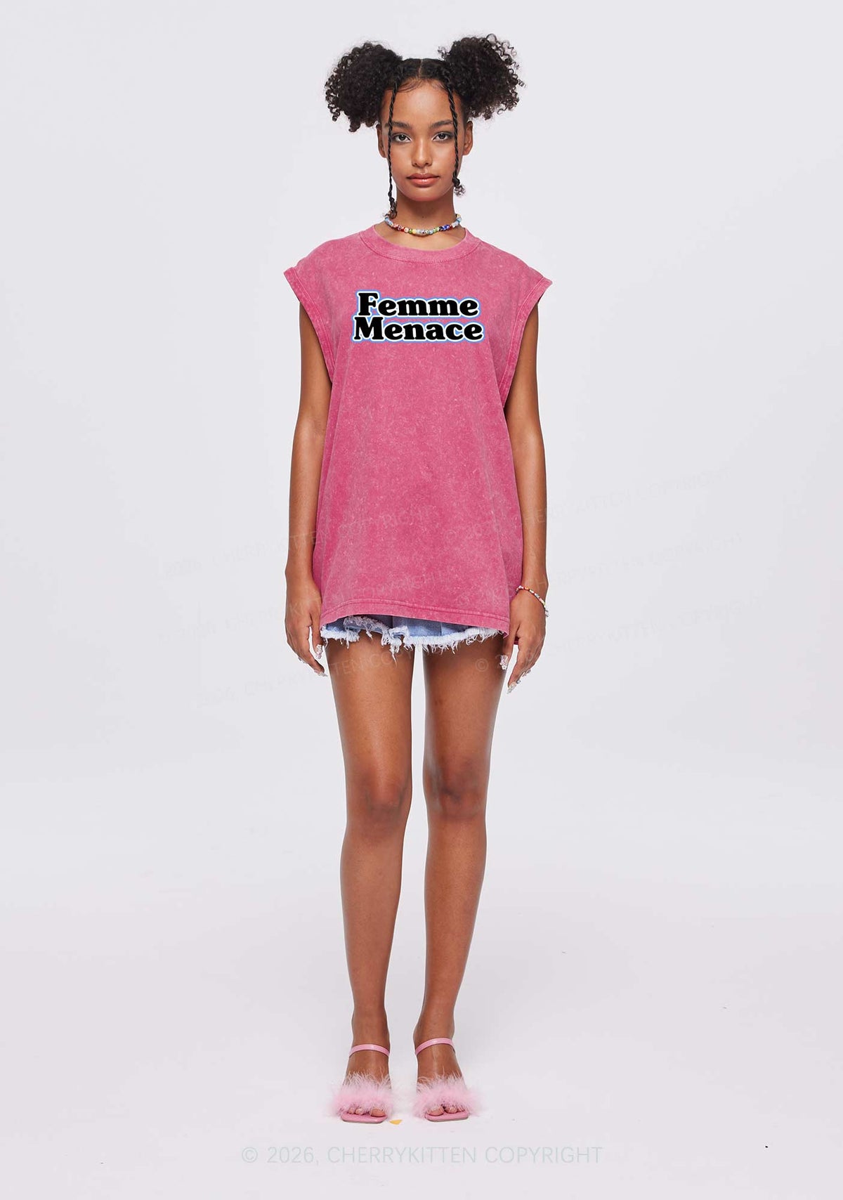 Femme Menace Pride Y2K Washed Muscle Tank Cherrykitten