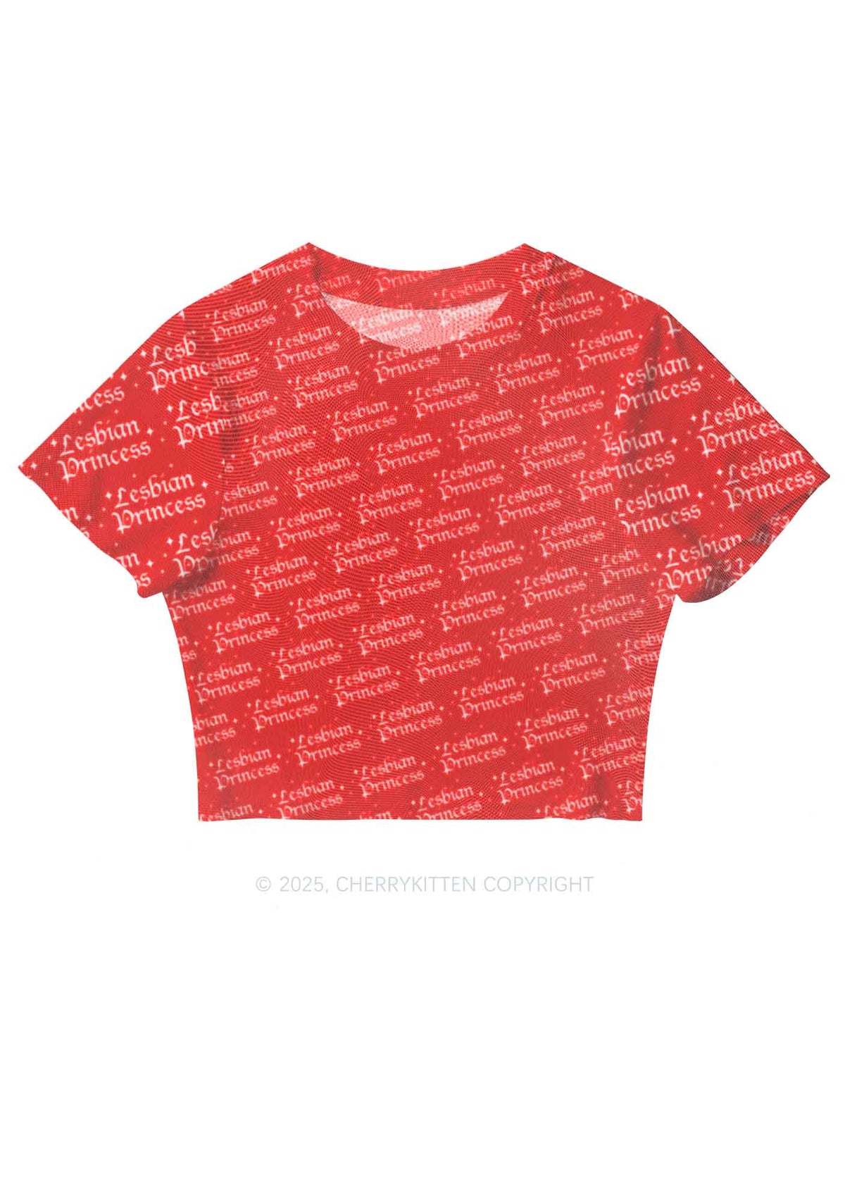 Lesbian Princess Pride Y2K Mesh Crop Top Cherrykitten