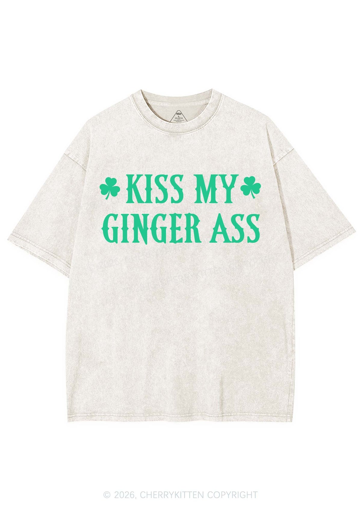 Kiss My Ginger Axx St Patricks Y2K Shirts Washed Tee Cherrykitten