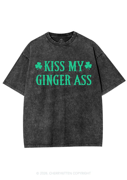 Kiss My Ginger Axx St Patricks Y2K Shirts Washed Tee Cherrykitten