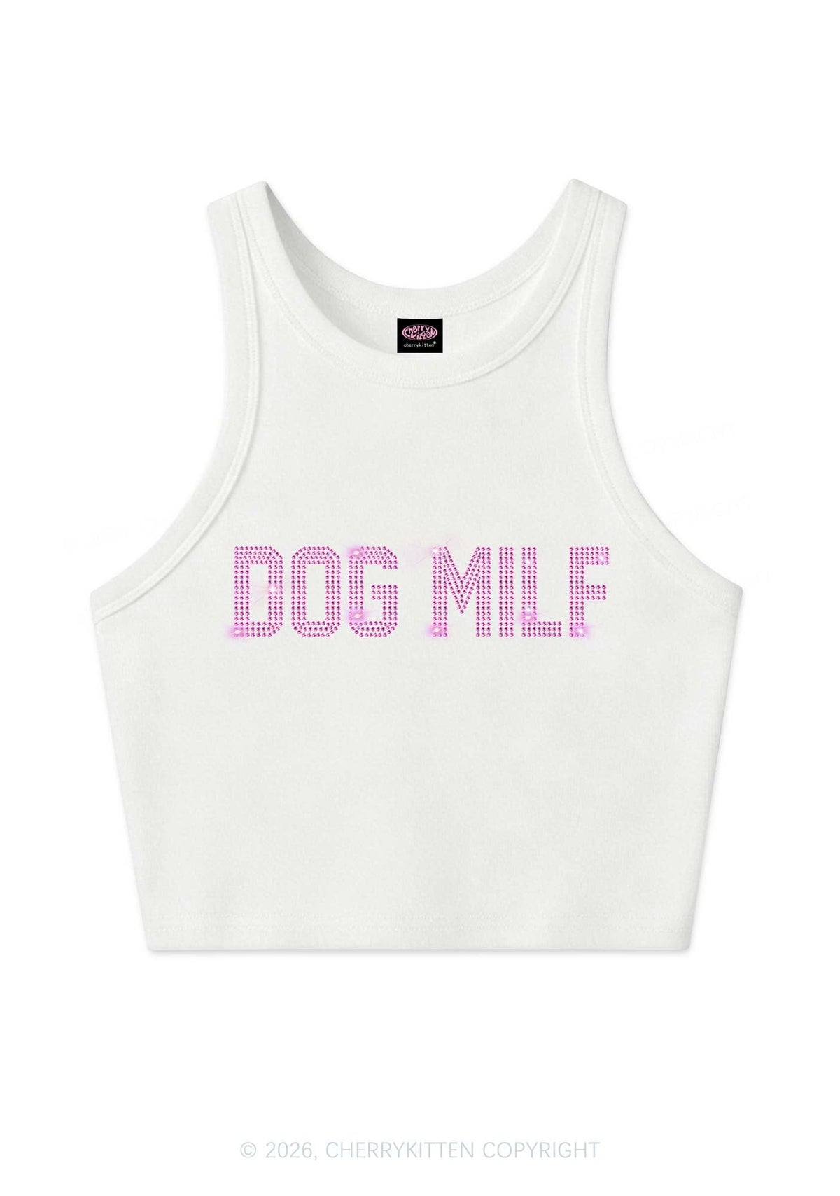 Rhinestone Dog Mxxf Y2K Crop Tank Top Cherrykitten