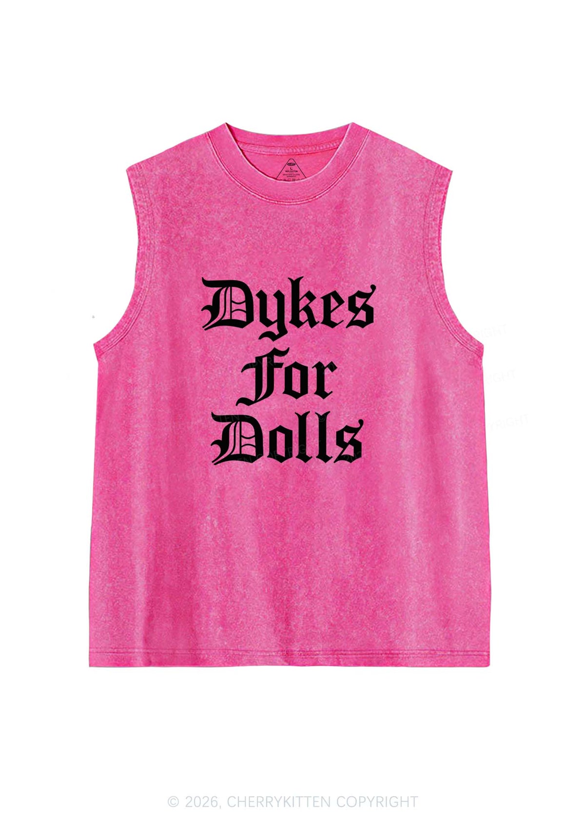 Dykes For Dolls Pride Y2K Washed Muscle Tank Cherrykitten