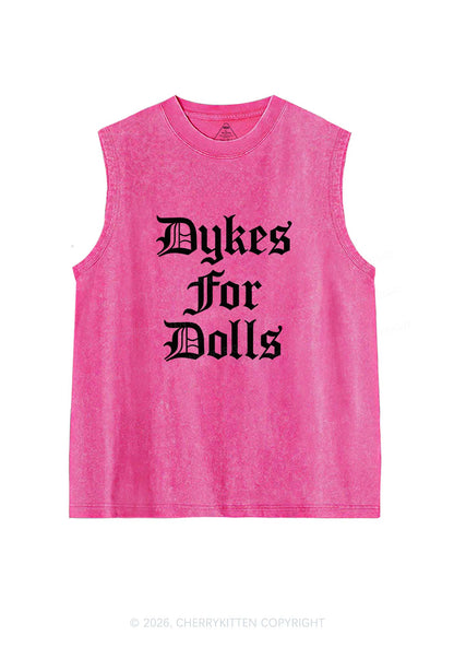 Dykes For Dolls Pride Y2K Washed Muscle Tank Cherrykitten