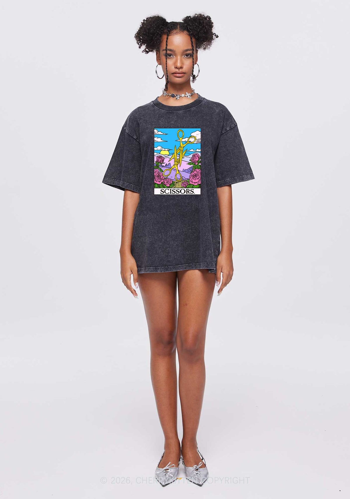Yellow Scissors Pride Y2K Shirts Washed Tee Cherrykitten