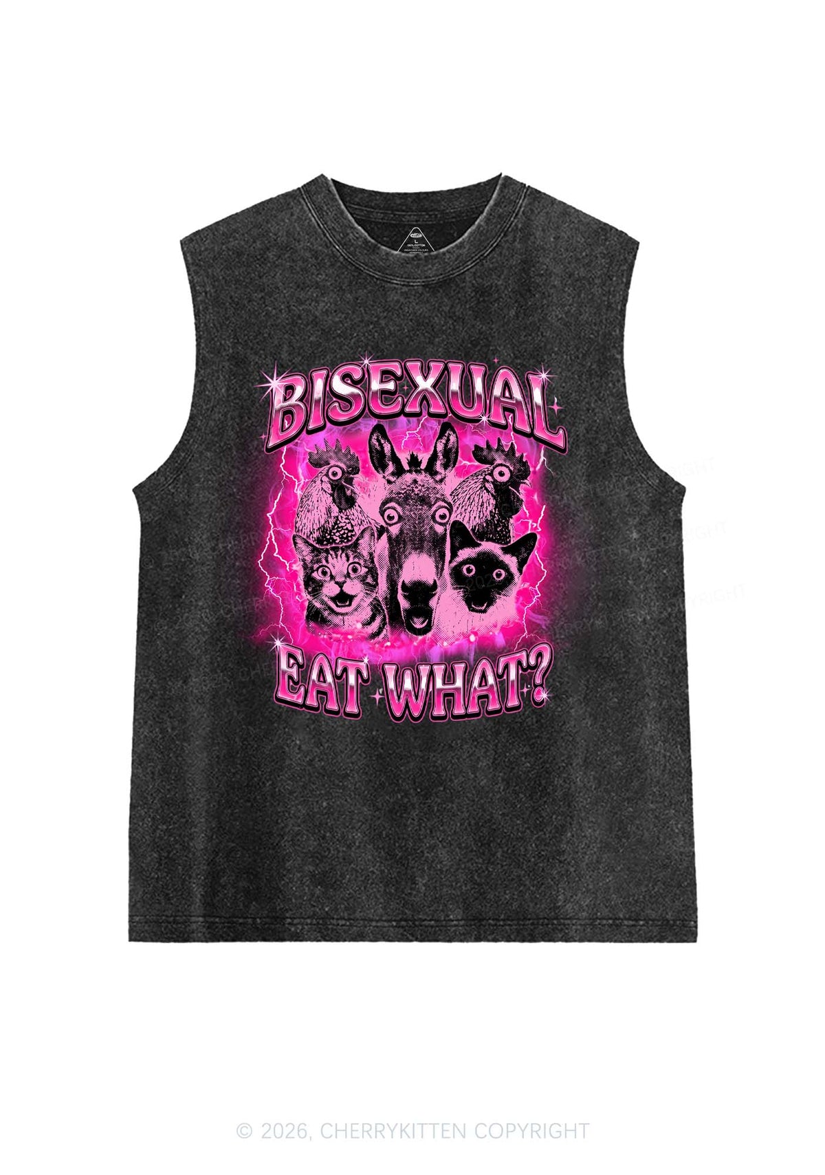 Bisexual Eat What Pride Y2K Washed Muscle Tank Cherrykitten