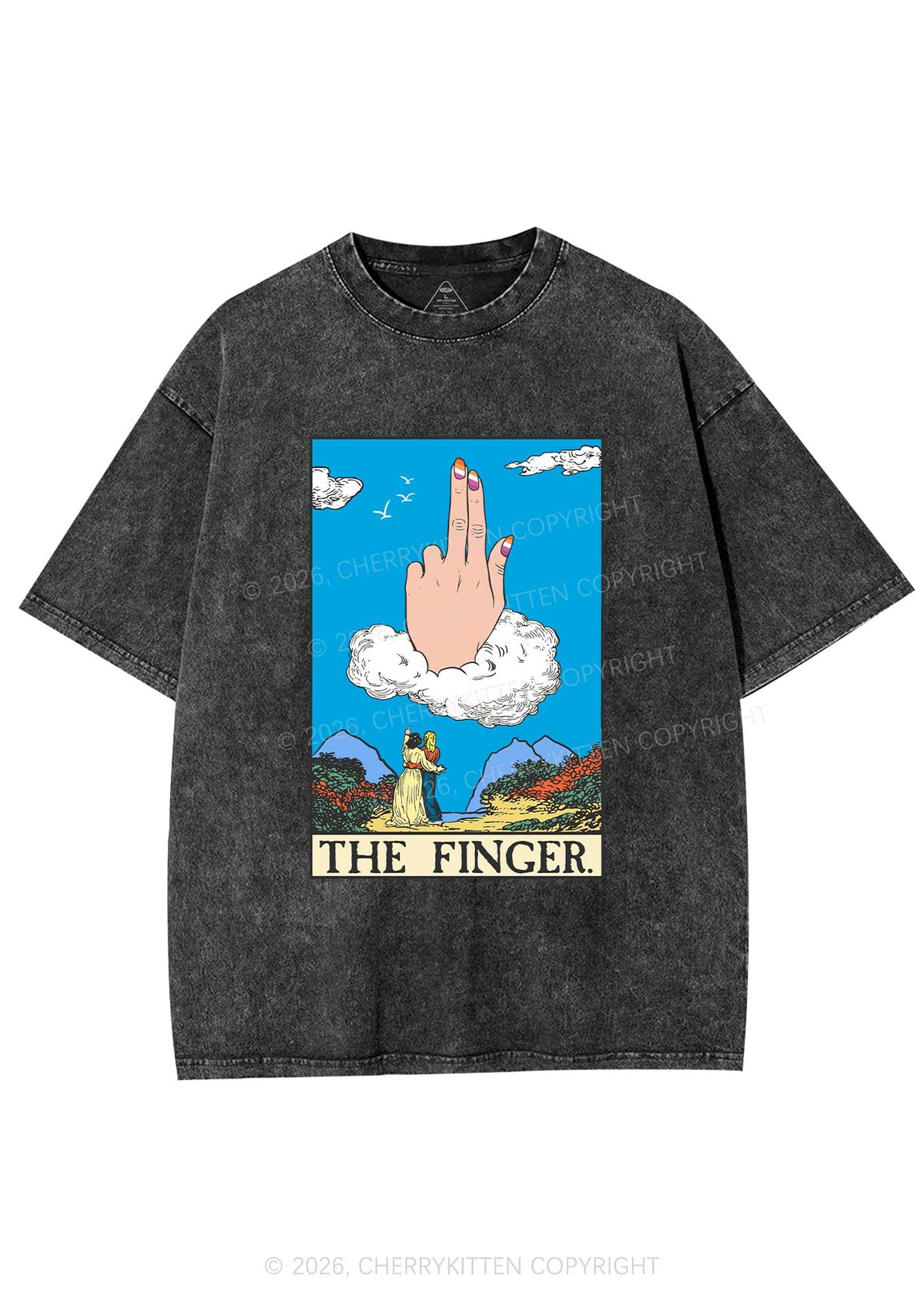 The Lesbians Finger Pride Y2K Shirts Washed Tee Cherrykitten