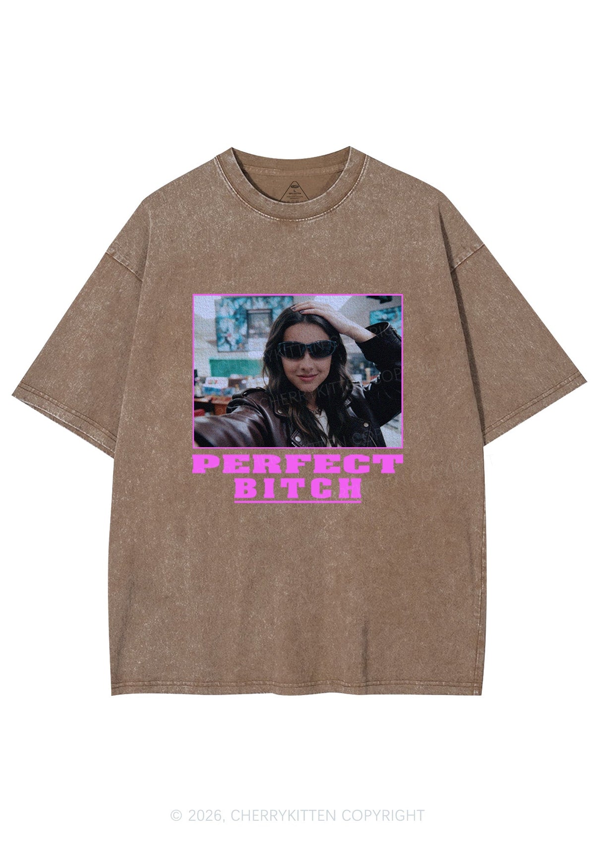 Custom Perfect Bxxch Y2K Shirts Washed Tee Cherrykitten