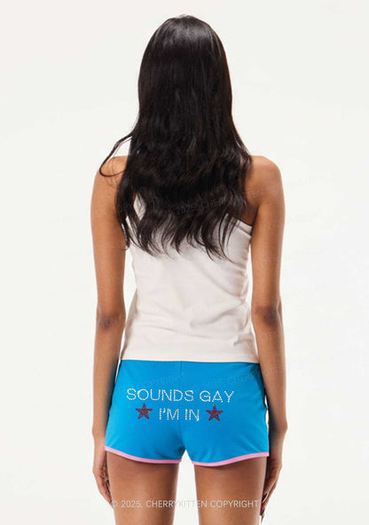 Rhinestone Sounds Gay Pride Y2K Booty Shorts Cherrykitten