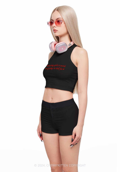 Kissing Girls is Worth Y2K Crop Tank Top Cherrykitten
