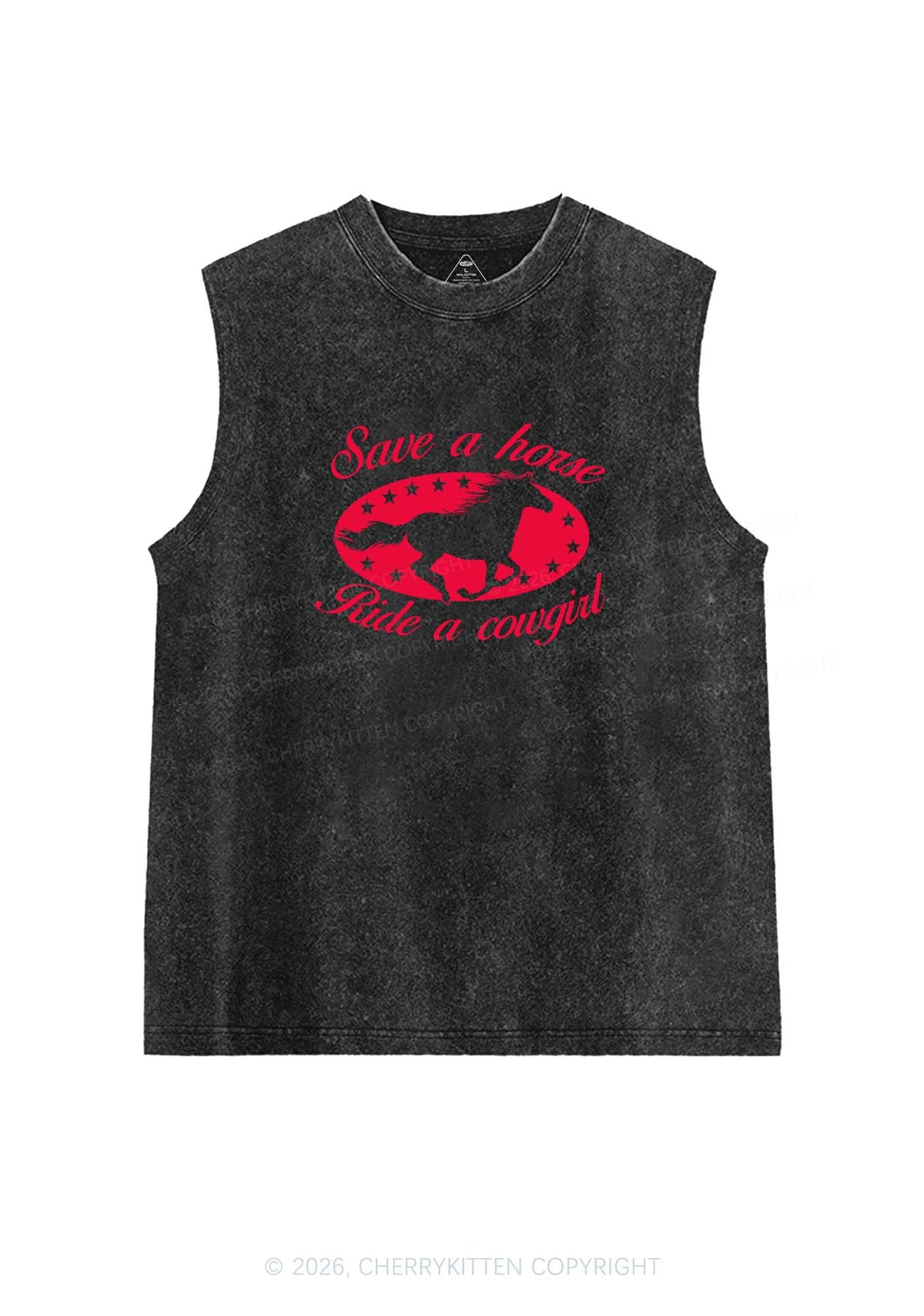 Star Horse Cowgirl Pride Y2K Washed Muscle Tank Cherrykitten
