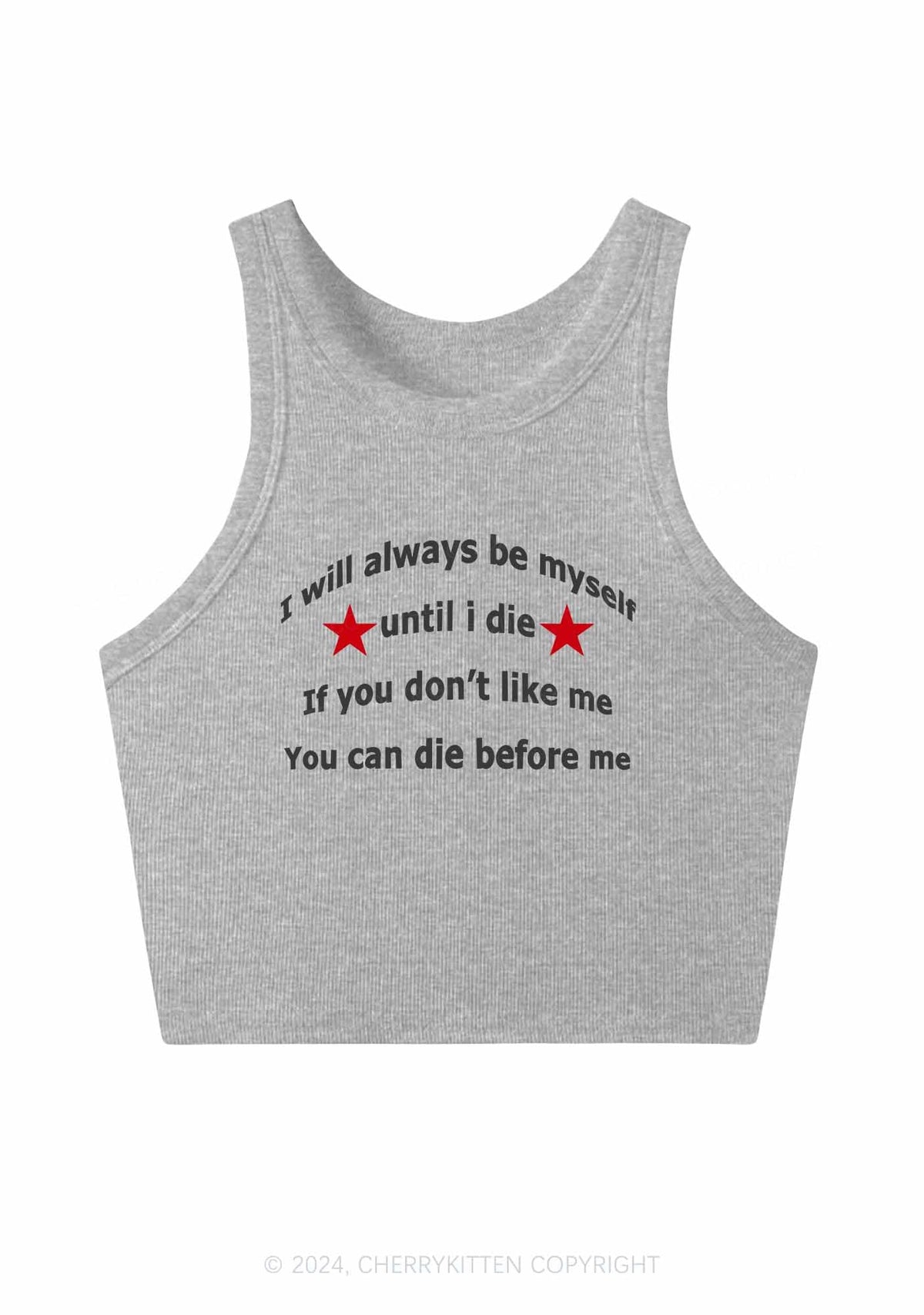 Always Be Myself Y2K Crop Tank Top Cherrykitten